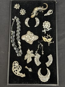 14PCS Asst Rhinestone Jewelry- Brooches, Earrings, Clip & More (1 of 6)