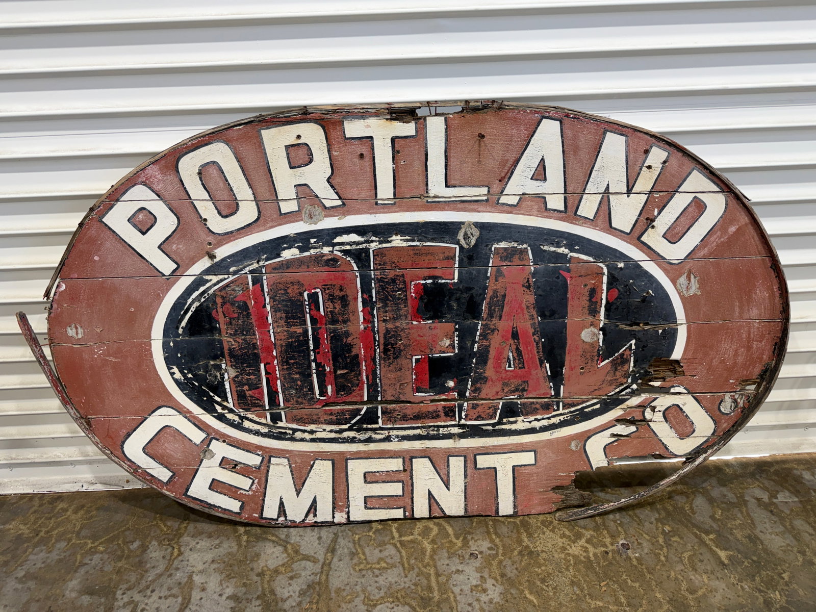 Large Portland Ideal Cement Co. Wooden Advertising Sign 34.5" x 57.5": See Photos for Condition