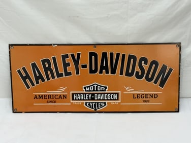 Harley Davidson Enamel Metal Sign 10" x 24" (1 of 3)