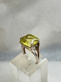 Large Citrine Ring in Sterling Silver, Sz 7 (1 of 4)