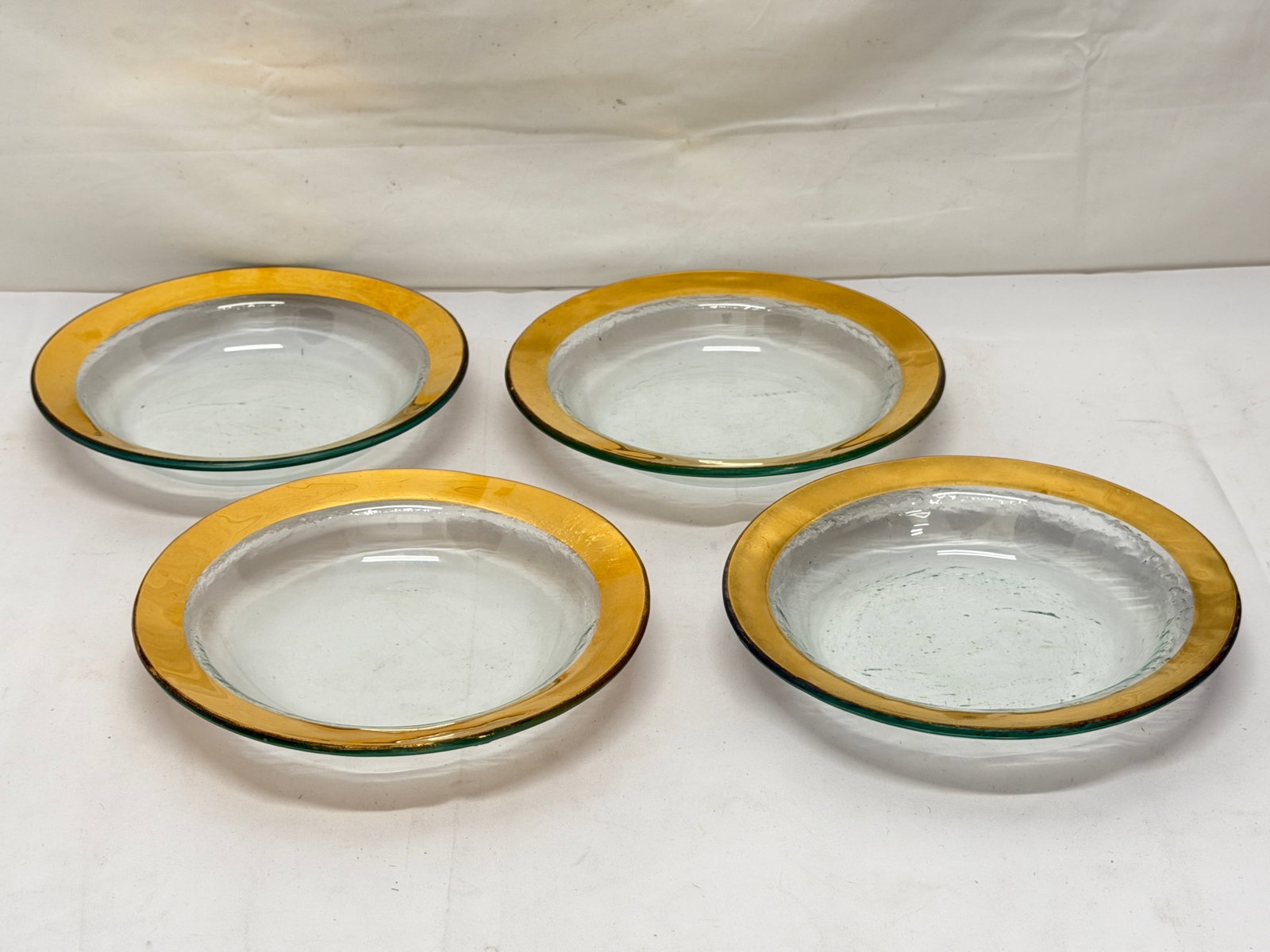 (4)Annie Glass Gold Rimmed Bowls 8" x 1.5" (1 of 4)