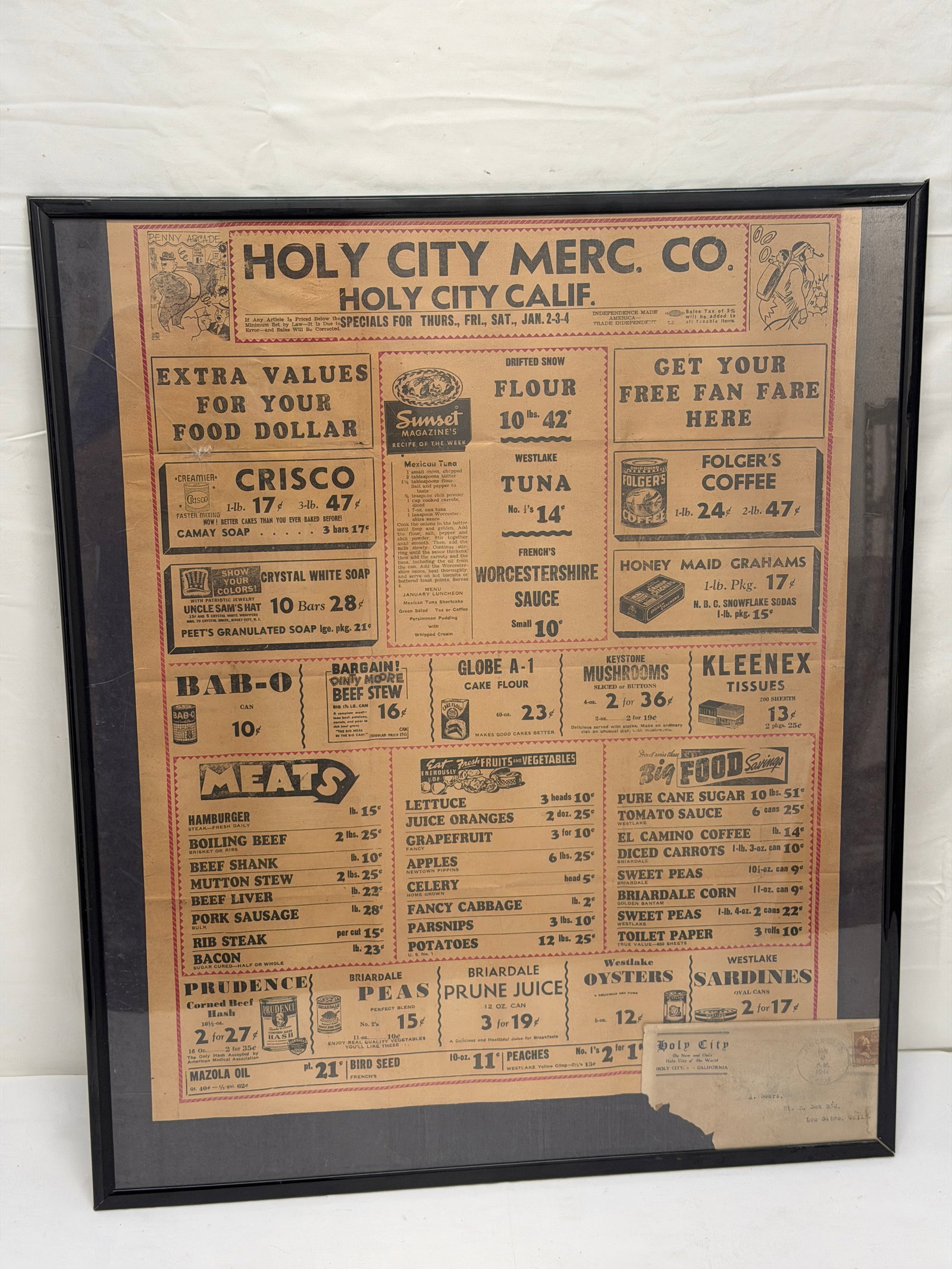Holy City CA 1940s Advertising & Envelope - Framed 20" x 24" (1 of 4)