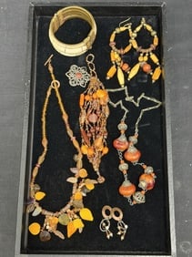 Beaded Jewelry, Amber Color Stone Bracelet, Necklaces (1 of 7)