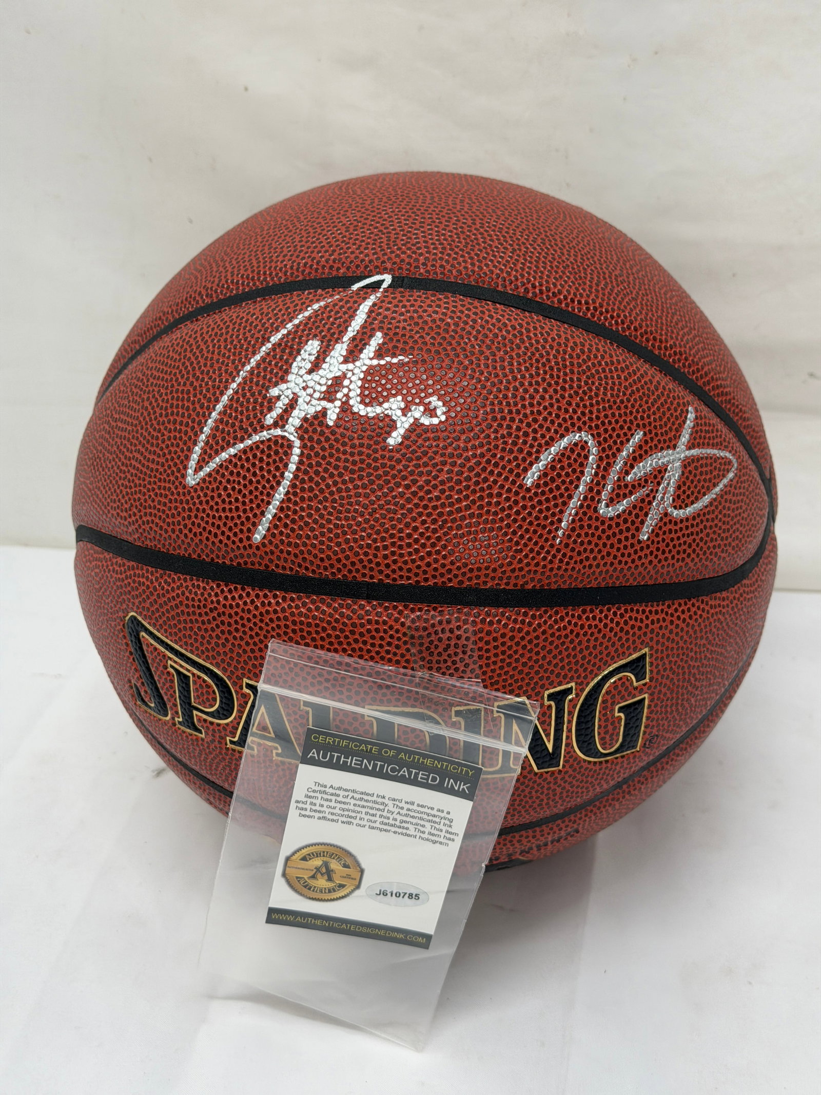 Stephen Curry & Kevin Durant Autographed NBA Basketball with Stickers & COA: Spalding NBA Basketball Warriors