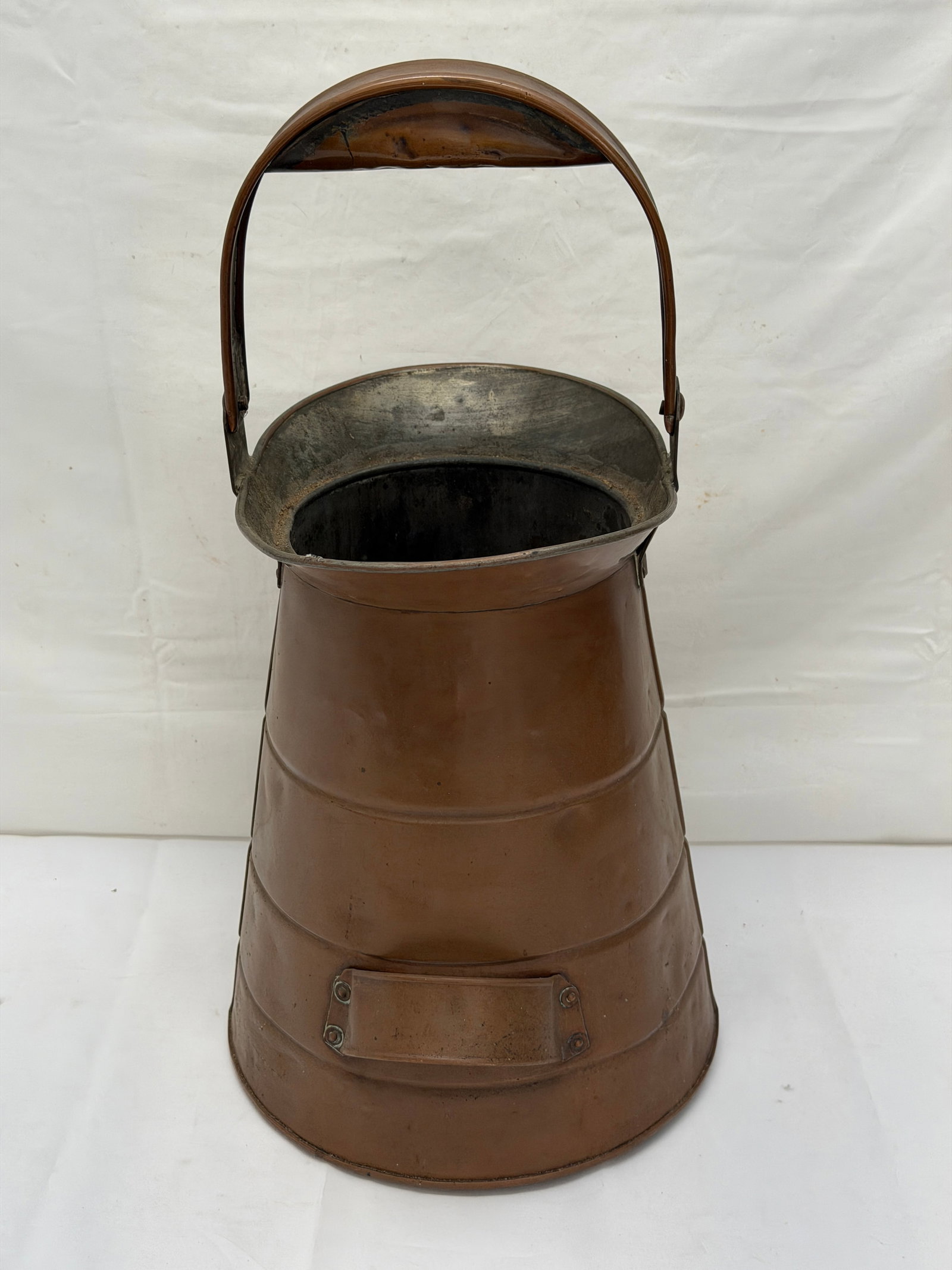 Antique Copper Pouring Pot with Swing Handle & 2 Handles, Opening 9.25" x 14"T (1 of 5)