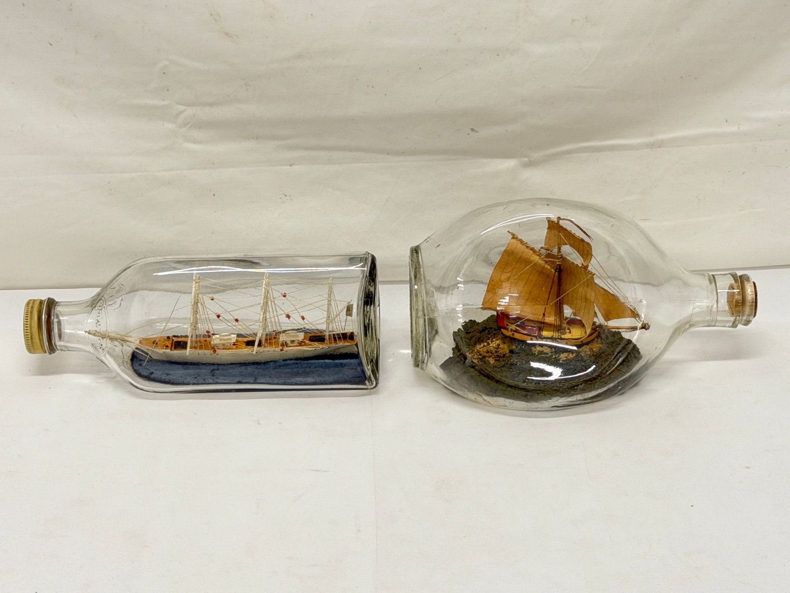 (2)Vintage Nautical Ships in a Bottle Dioramas (1 of 6)