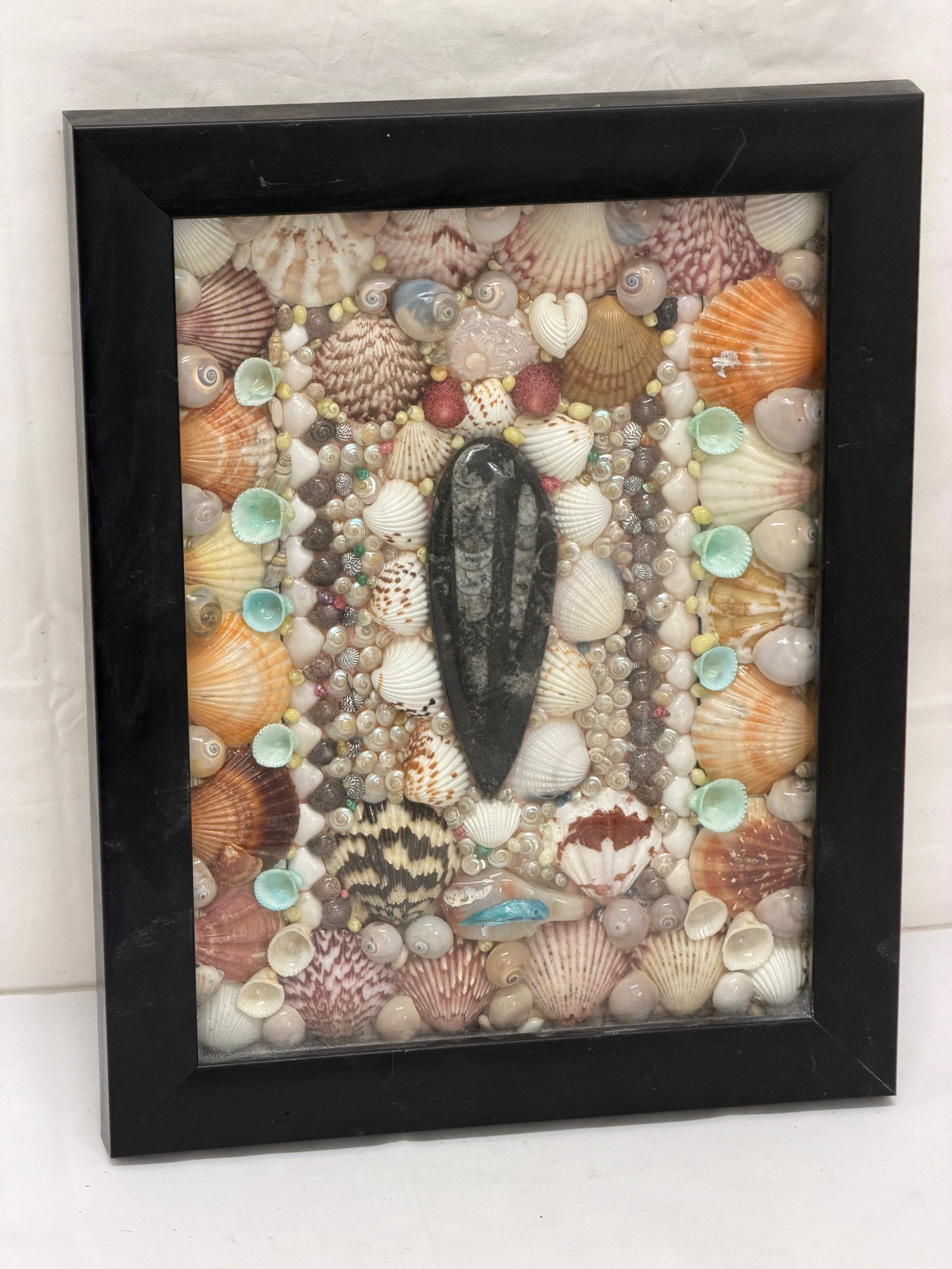 Vintage Sailors Valentine Shell Art , Framed 11" x 14": Vintage Sailors Valentine Shell Art , Framed 11" x 14"