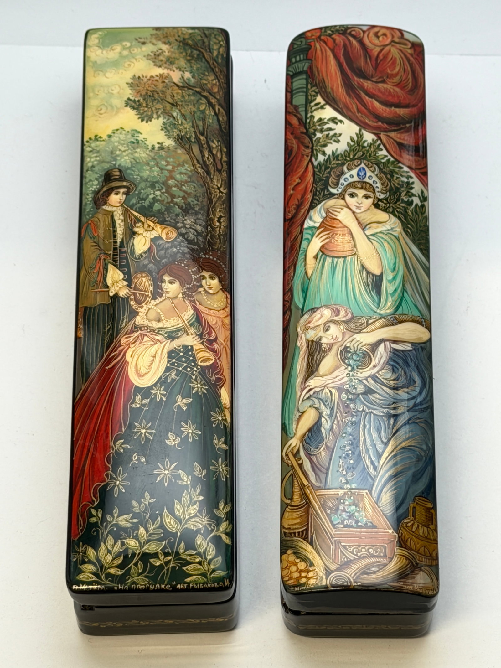 (2)Russian Hand Painted Fedoskino Russian Lacquered Boxes (1 of 9)