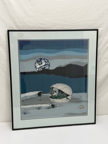 George Hunt Jr. North Coast Signed Limited Ed. Lithograph "The Bookwus Arising": Kwa-Guilth Artist George Hunt Jr. , Native Name NAS-u-NIZ means 'Light Beyond The World' - Signed Lower Right #d 35 / 100 , Titled "The Bookwus Arising" AKA Wild Man of the Woods - Framed 23.25" x 26.