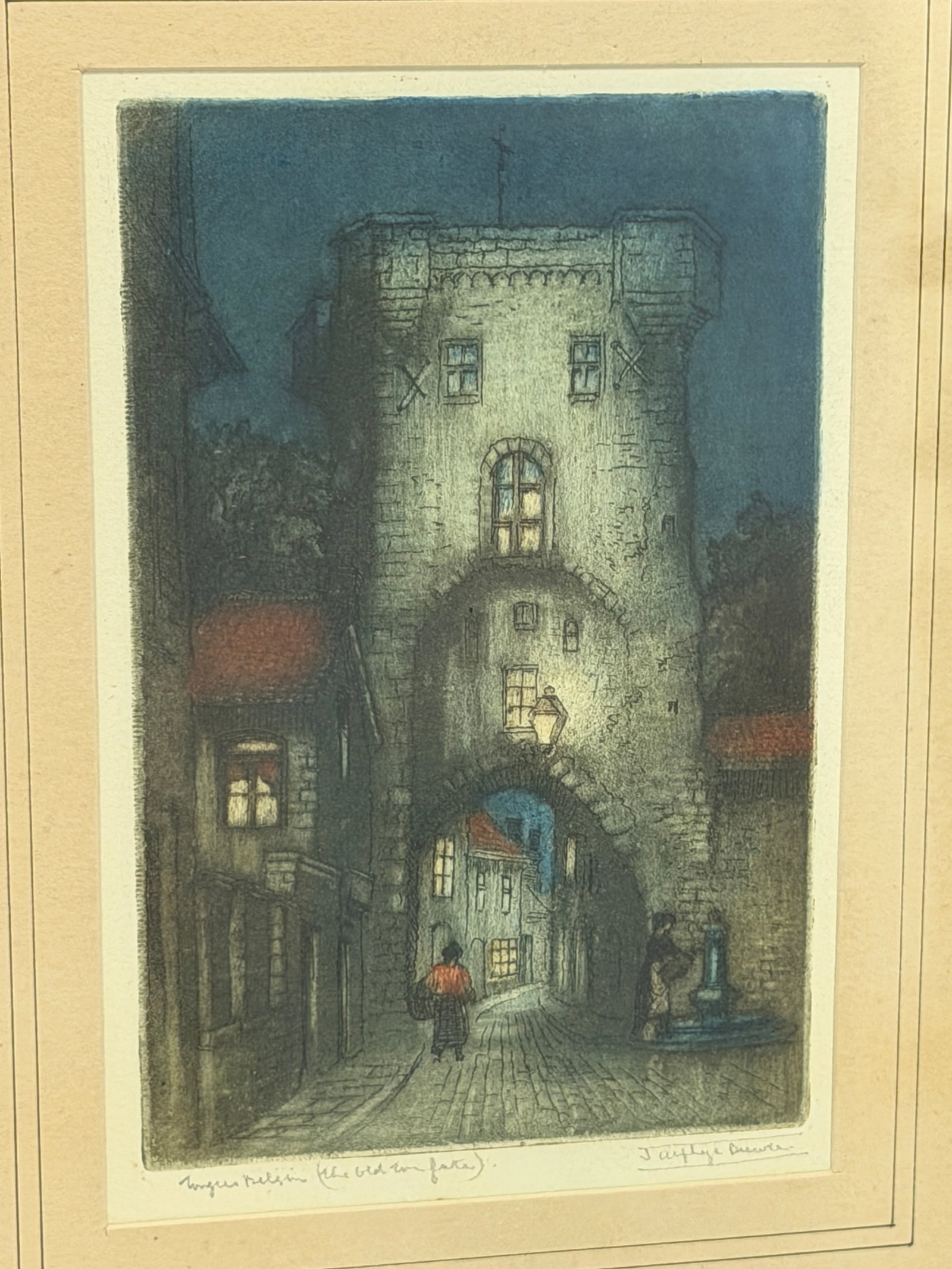 James Alphege Brewer (1881-1946) Signed Aquatint "Tongres" (The Old Town Gate) (1 of 6)