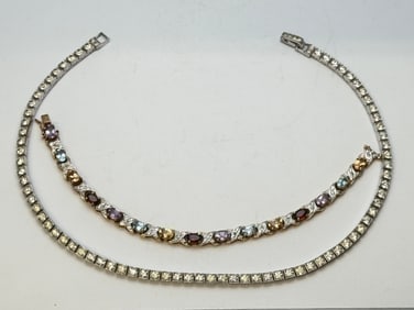 Sterling Jewelry - Otis Rhinestone Necklace 14"L + Gemstone Bracelet 7.25"L (1 of 12)