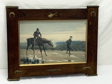Antique Not Worth Powder and Shot Western Etching Framed 21" x 16.75" x 1" (1 of 7)
