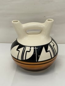 Native American Ute Mountain Wedding Vase 6"T, Signed on Bottom by Ute Artist Ruth Root (1 of 4)