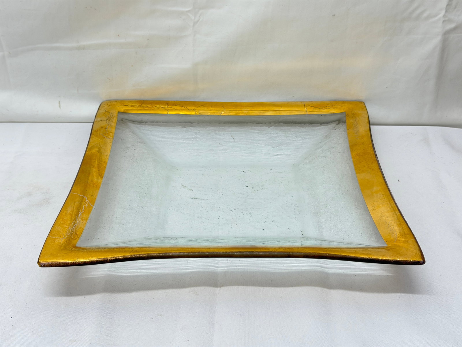 Annie Glass Gold Rimmed Center Dish 11.5" x 11.75" x 2": Annie Glass Gold Rimmed Center Dish 11.5" x 11.75" x 2"