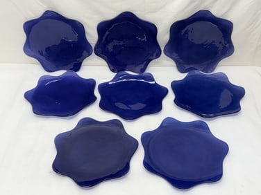 (8)Annie Glass Purple Scallop Plates 11.75", Signed Dated 1997 (1 of 4)