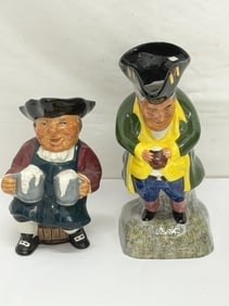 (2)Staffordshire Toby Mugs - Roy Kirkham Hand Painted - 8"T "Last Orders" + 7"T Roy Kirkham (1 of 6)