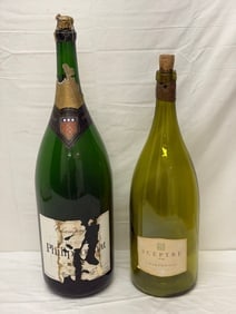 Large Vintage Champagne & Wine Bottle for Bar Display - Both Empty (1 of 5)