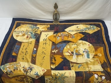 Vintage Ormolu Perfume Bottle & Silk Scarf: Vintage Ormolu Perfume Bottle & Silk Scarf