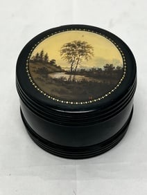 Hand painted Russian Lacquered Folk Art Box 4'' x 3'' - Landscape Scene (1 of 4)