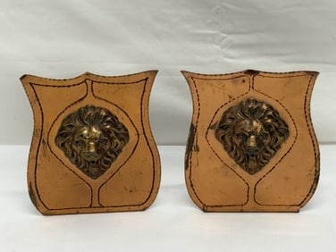 Copper Lion Head Bookends 5" x 3" x 6" (1 of 4)