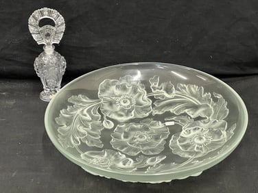Verlay Poppy Centerpiece Bowl, Irice Perfume - Bowl 13.5'' x 2.5'' , Perfume Bottle 7.5''T Overall (1 of 6)