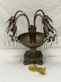 Renaissance Revival Fountain Lamp with Crystal Prisms - 15" x 17"T (1 of 5)