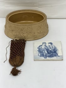 Antique Wedgwood Caneware, Tile + Antique Coin Purse (1 of 9)