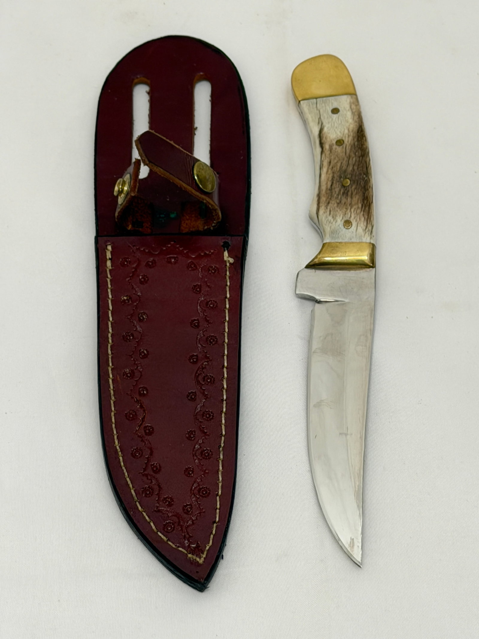 Hand Made Brass & Steel Hunting Knife with Leather Sheath (1 of 7)