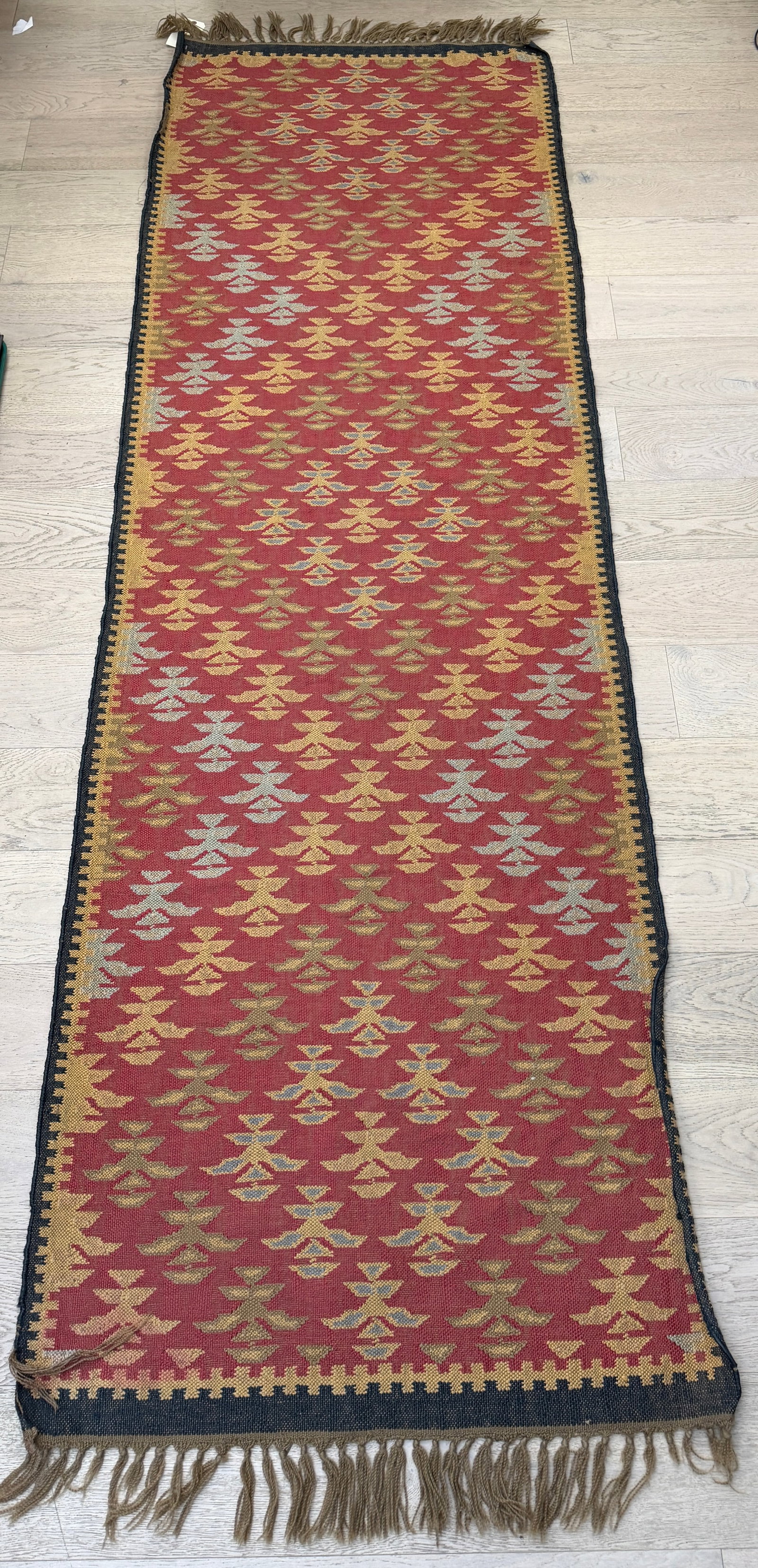 Turkish Anatolian Kilim Hand Woven Runner Rug 3'1.5" x 9'9": Turkish Anatolian Kilim Hand Woven Runner Rug 3'1.5" x 9'9"