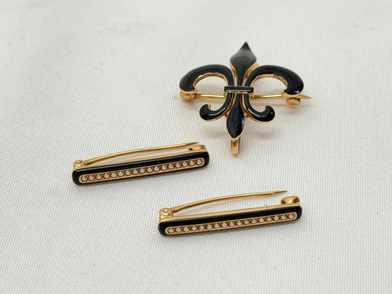 Vintage 14K Gold Seed Pearl Pins, Fleur De Lis Pin (1 of 5)