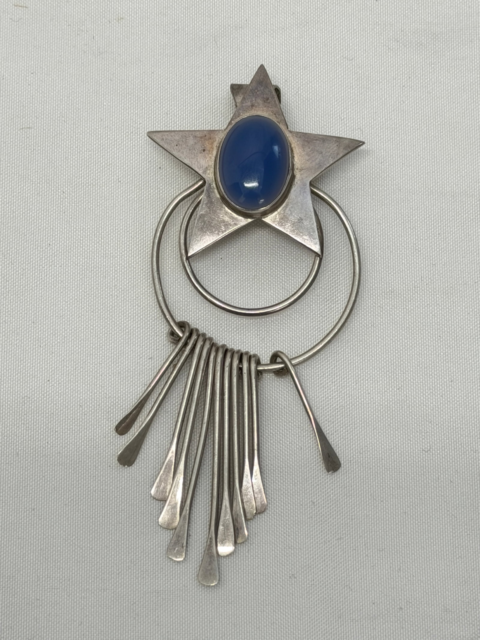 Vintage Taxco TA-167 Sterling Silver Western Pin or Pendant 3.75"L with Dangles (1 of 4)