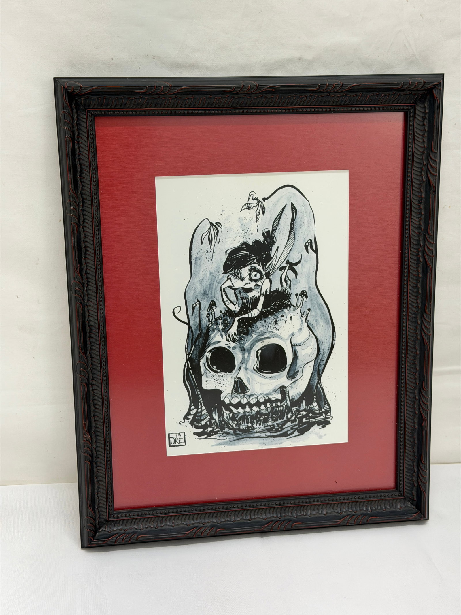 Tore Signed Flash Art of Skull & Fairy , Framed Matted 10.5" x 13" (1 of 3)