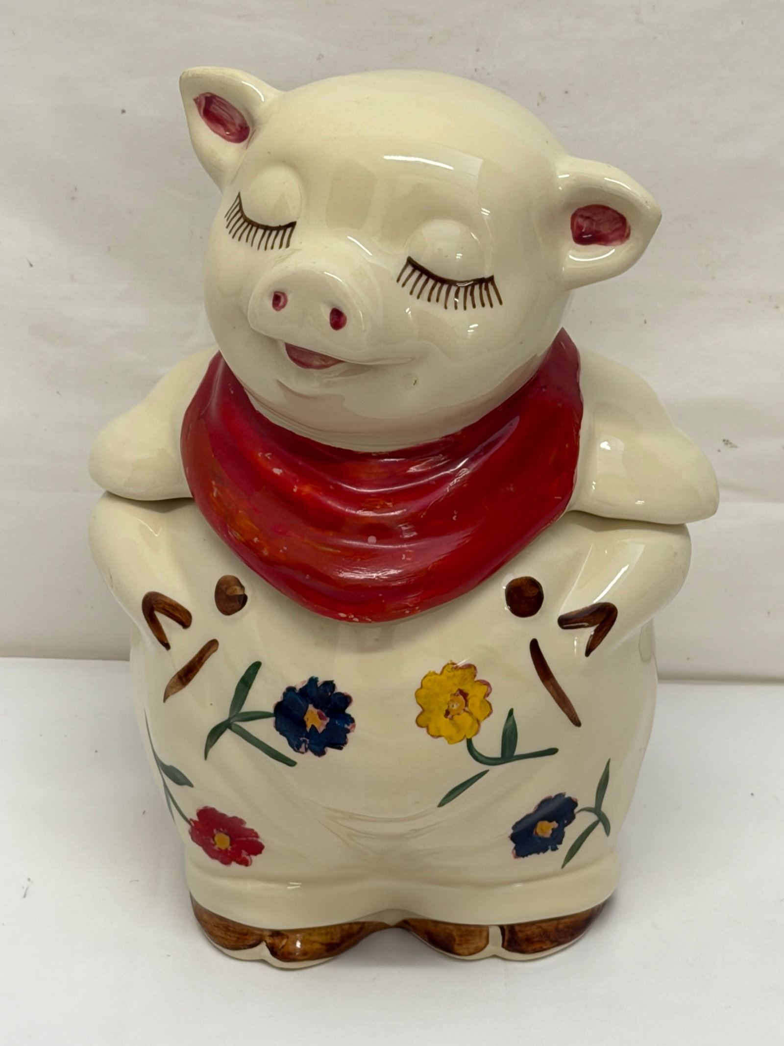 1940s Shawnee USA Pottery Smiley Pig Cookie Jar 12"T (1 of 4)