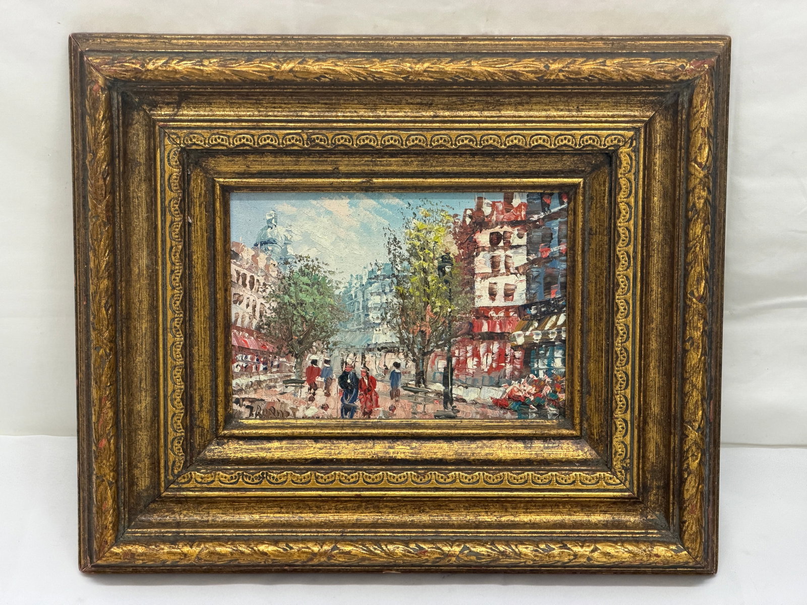 Signed Oil on Board of Street Scene, Framed 10.5" x 12.5" , Sight 5" x 7": Signed Oil on Board of Street Scene, Framed 10.5" x 12.5" , Sight 5" x 7"