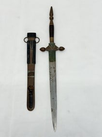 Antique Tuareg African Tribal Dagger with Sheath - Overall 18.75"L, Blade 11.25"L (1 of 13)