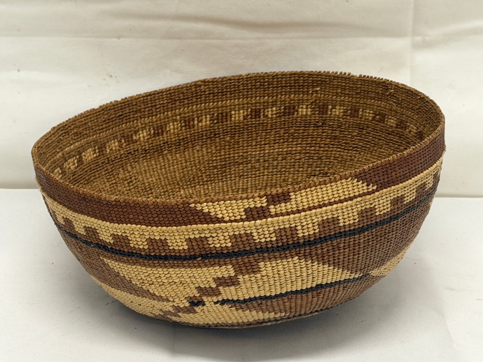 Late 19thC -Early 20thC Polychrome Hupa Hat Basket 7" x 3.25" - Excellent Condition: Late 19thC -Early 20thC Polychrome Hupa Hat Basket 7" x 3.25" - Excellent Condition - From Local Native American Collector Estate -