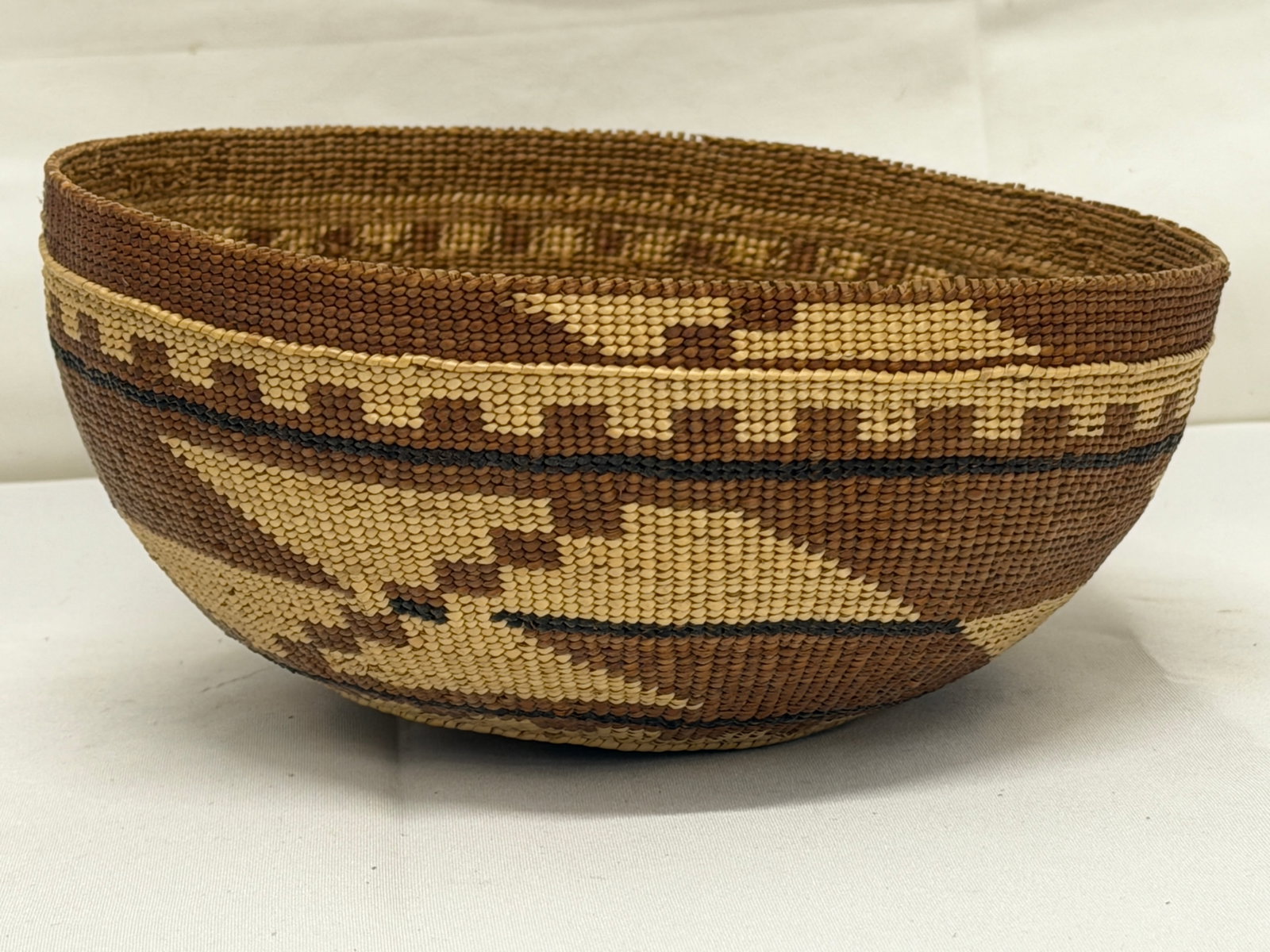 Late 19thC -Early 20thC Polychrome Hupa Hat Basket 7" x 3.25" - Excellent Condition - 3