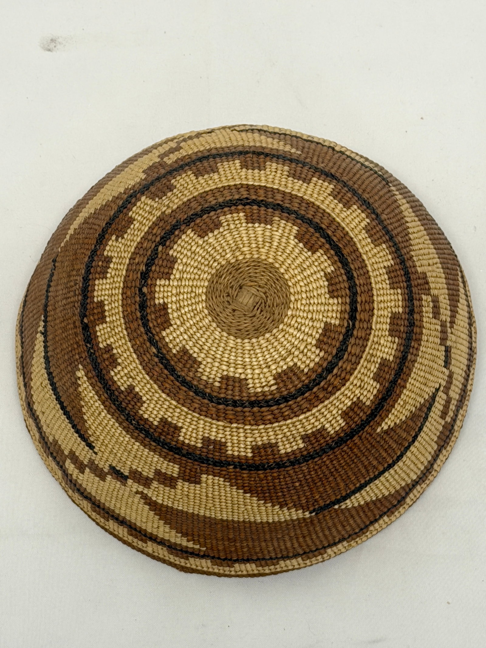 Late 19thC -Early 20thC Polychrome Hupa Hat Basket 7" x 3.25" - Excellent Condition - 5