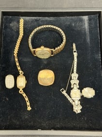 (3)Vintage Wrist Watches - Bulova & Elgin: Vintage Bulova 17 Jewel Rhinestone Watch, Elgin Lady Raymond 15 Jewel with 10K Gold Filled Keystone Back #442931, Elgin 541 #E276992 15 Jewel
