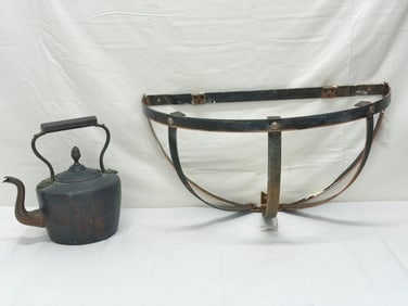 Copper Pot Rack 22" x 11" x 13", Teapot (1 of 7)