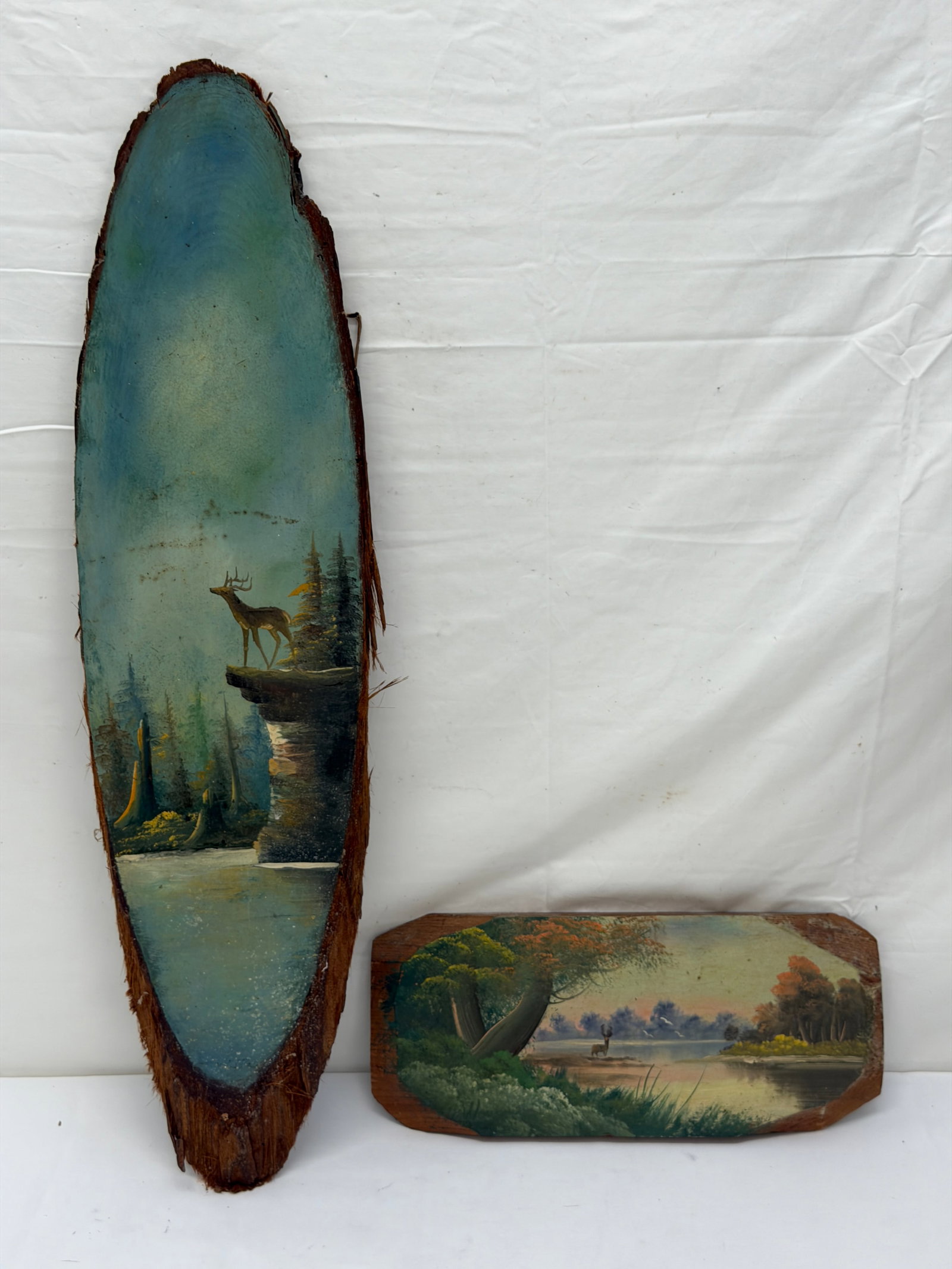 (2)1940 Era Original Oils on Redwood & Wood Slabs (1 of 7)