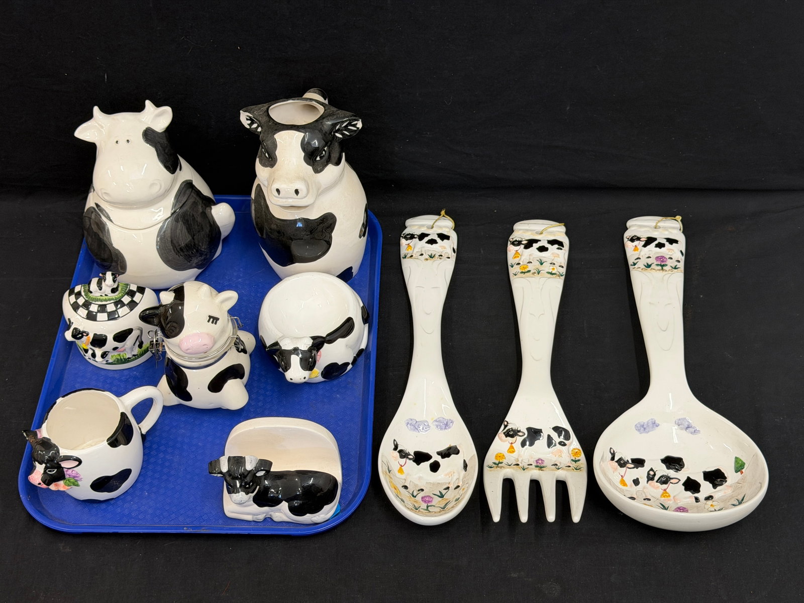 Asst Cow Themed Items - Italy Cookie Jar, Napkin Holder, Pitcher & More (1 of 8)