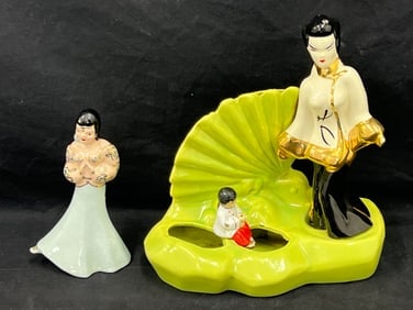 Mid Century CA Pottery TV Lamp + Harem - TV Light / Planter w/o Socket 11'' x 6'' x 12'' , 7''T (1 of 8)