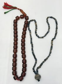 Beaded Amber Necklace + Beaded Clay Necklace (1 of 6)