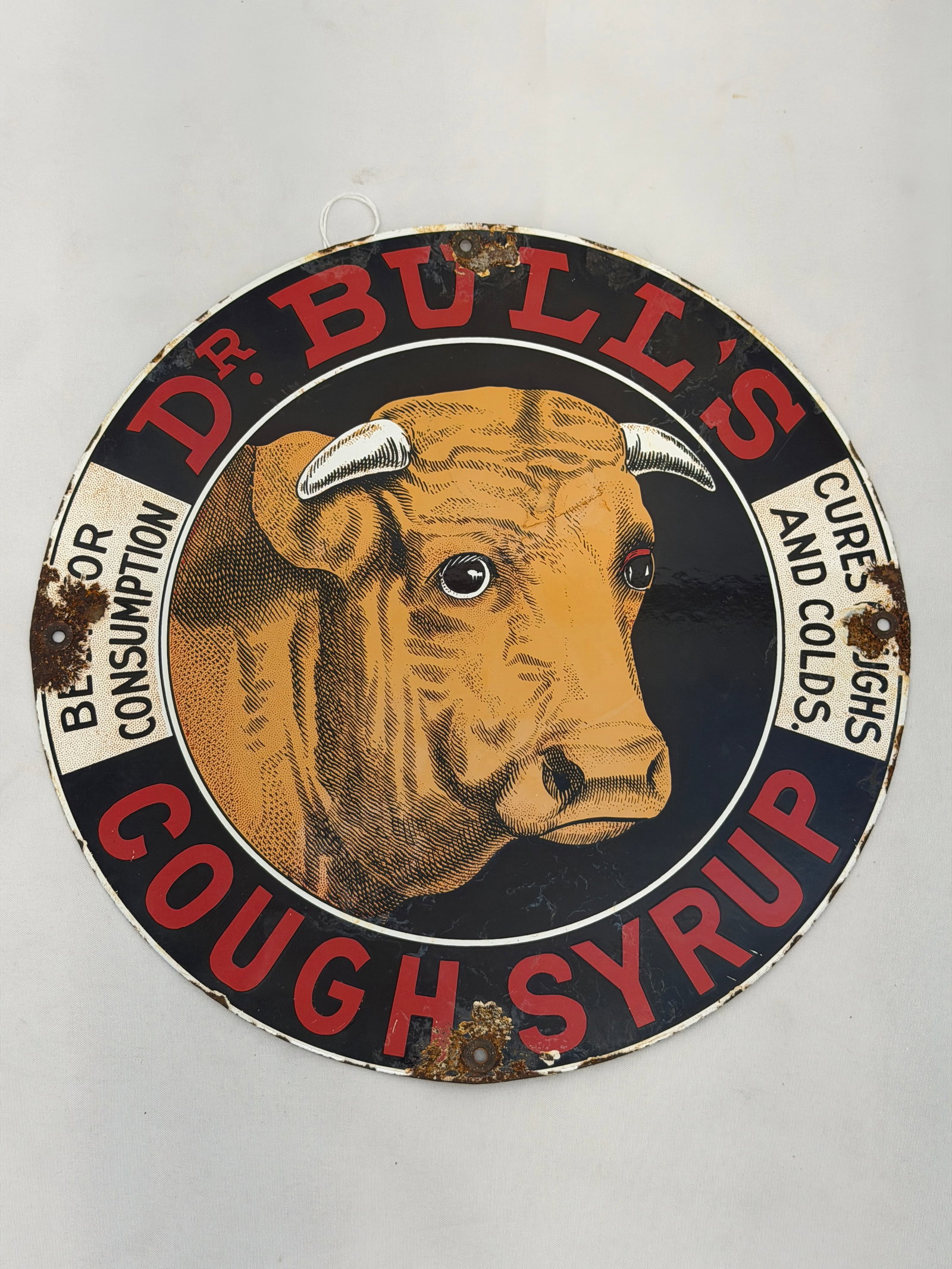 Dr.Bulls Cough Syrup Enamel Metal Sign 11.25" (1 of 2)