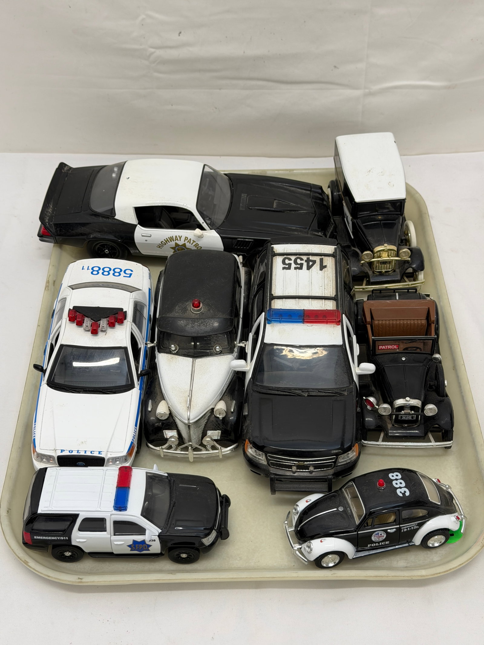(8)Asst Diecast Police, Highway Patrol Cars - Various Makers / Sizes 5" to 10.5" (1 of 9)