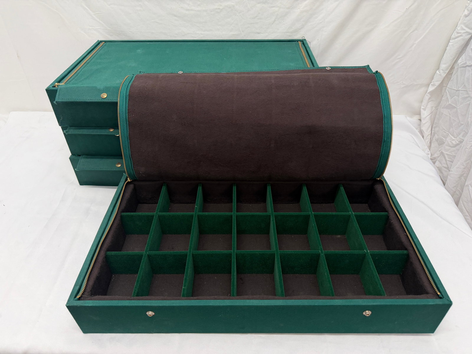 (4)Canvas Zippered Organizer Boxes with Compartments - 13" x 3.5" x 23" (1 of 3)