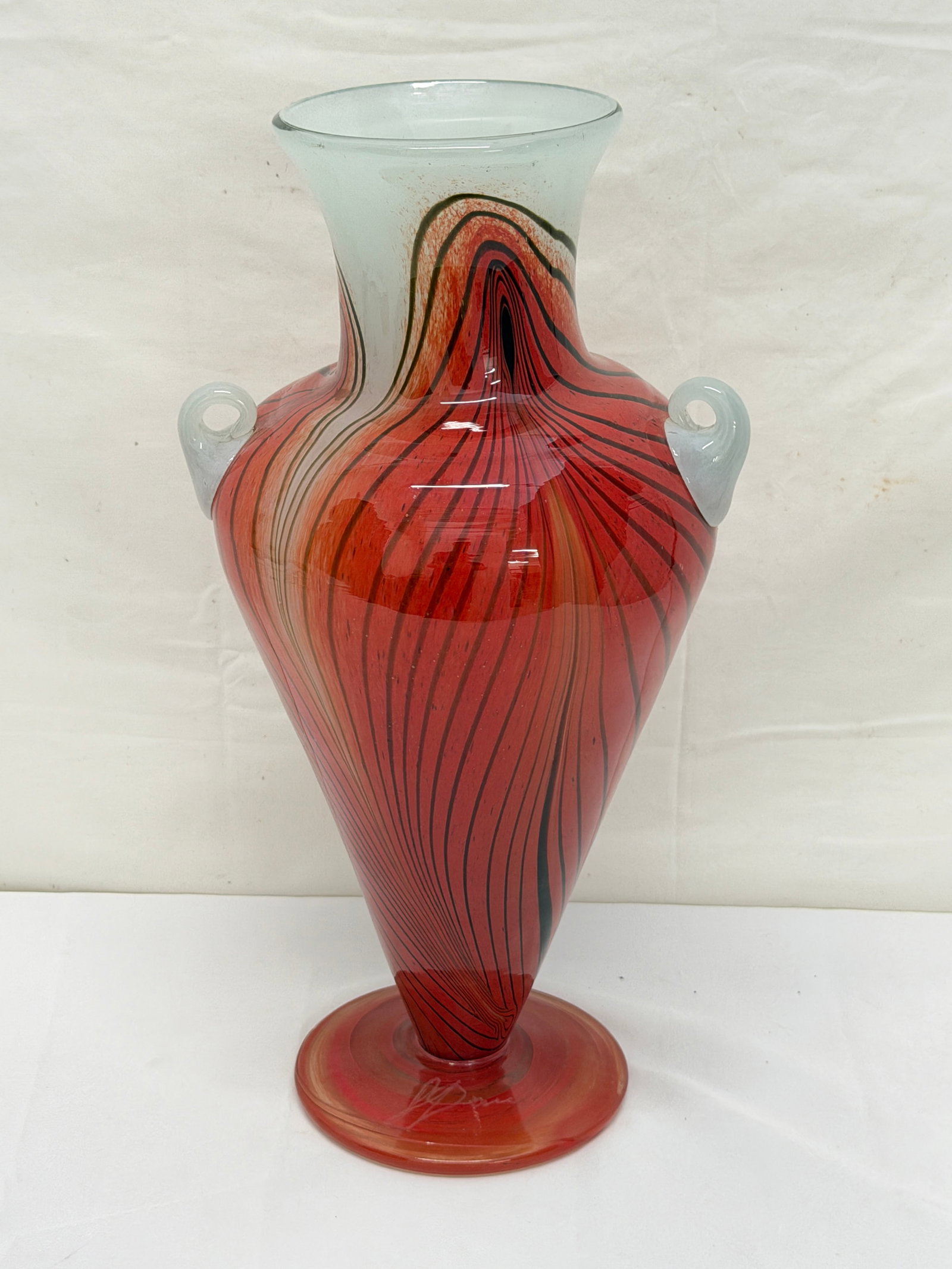 Signed Art Glass Vase 16"T: Signed Art Glass Vase 16"T