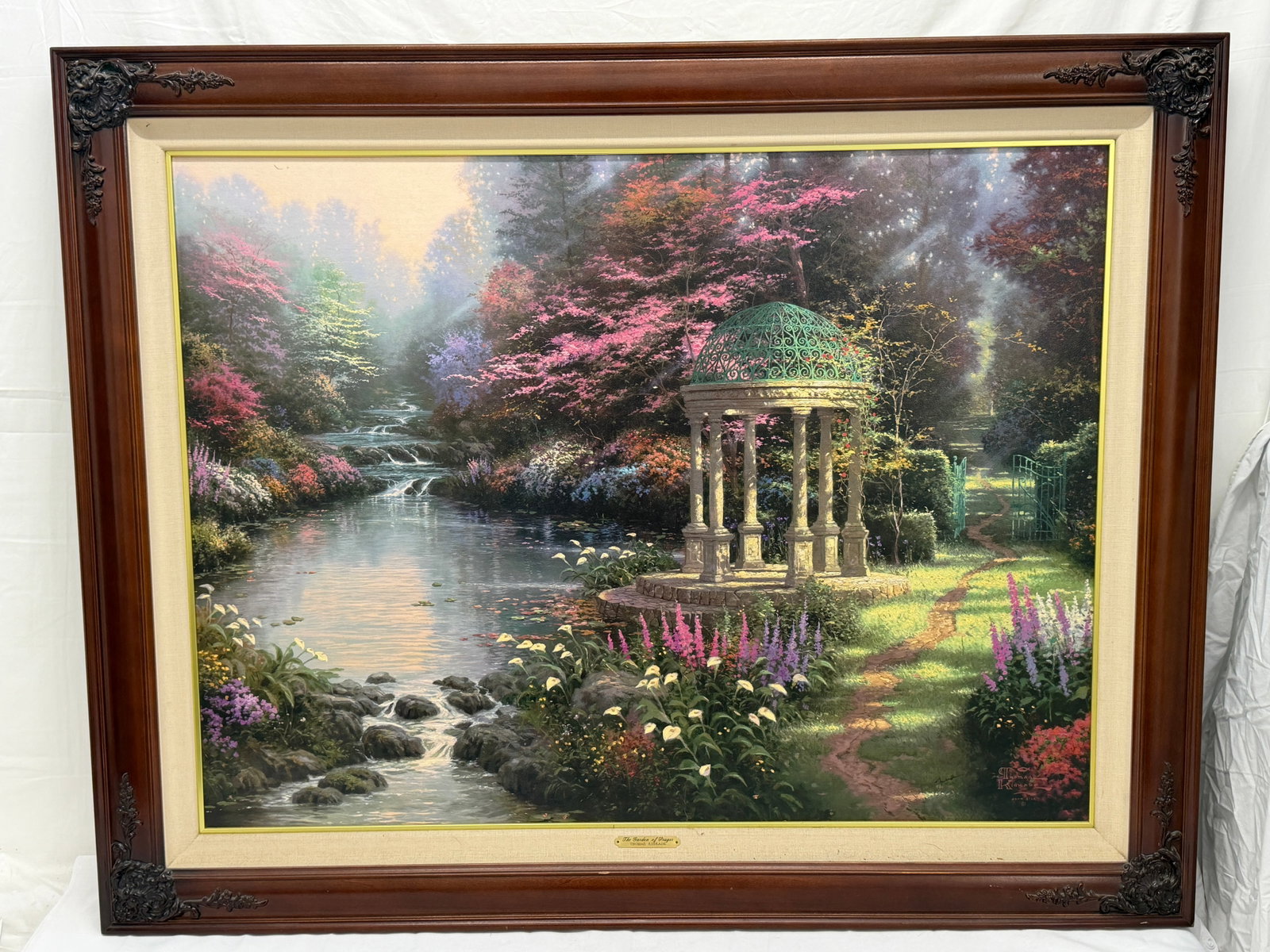 Thomas Kinkade "The Garden of Prayer" Serigraph - Framed 38" x 48", Sight 30.5" x 40.5" (1 of 9)