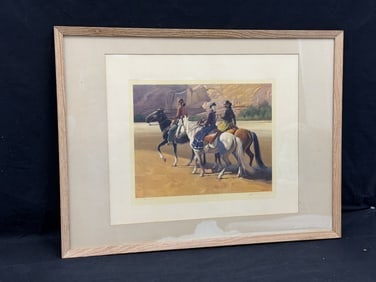 Gerald Curtis Delano Signed 1944 Navajo Lithograph - Framed 21" x 28" , Sight 16" x 19" (1 of 6)